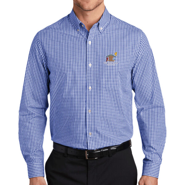 WBU Full Color Embroidered Logo - Broadcloth Gingham Easy Care Shirt Thumbnail