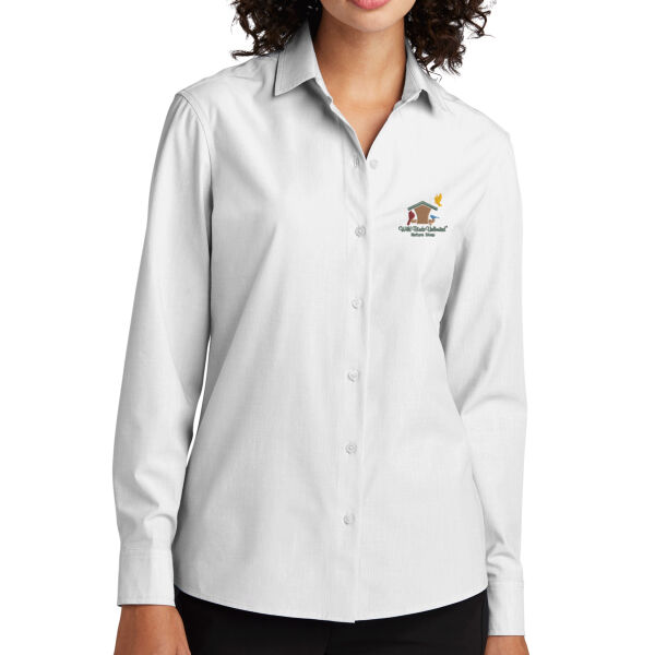 WBU Full Color Embroidered Logo (Green Text) - Women's Long Sleeve Stretch Woven Shirt Thumbnail