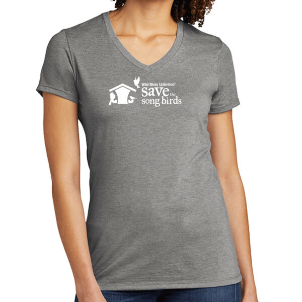 Save the Songbirds Printed Logo - Women's Tri Blend V Neck Tee Thumbnail