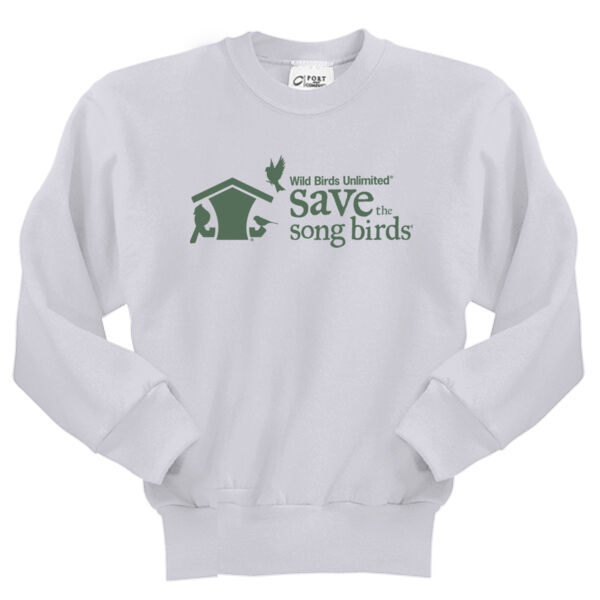 Save the Songbirds Printed Green Logo - Youth Core Fleece Crewneck Sweatshirt Thumbnail