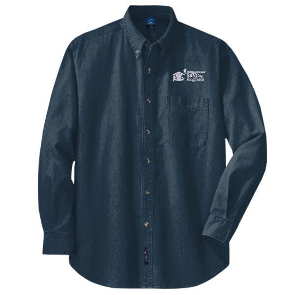 Save the Songbirds Embroidered - Long Sleeve Value Denim Shirt Thumbnail