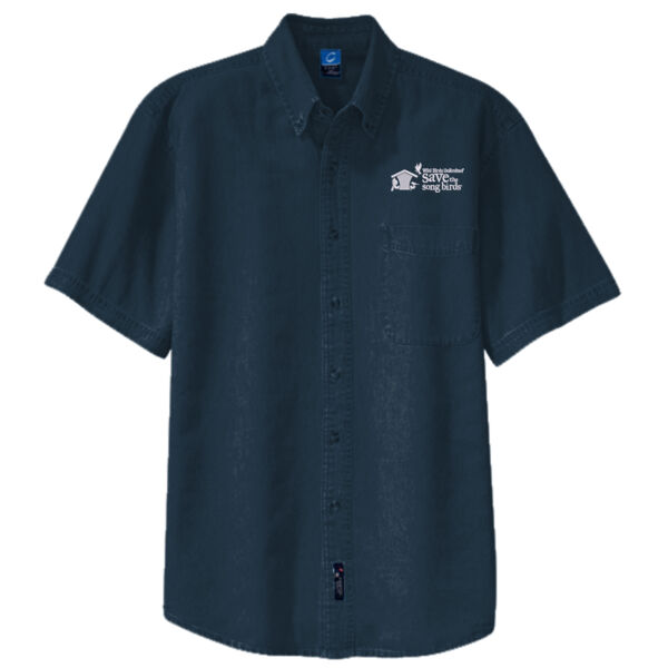 Save the Songbirds Embroidered - Short Sleeve Value Denim Shirt Thumbnail