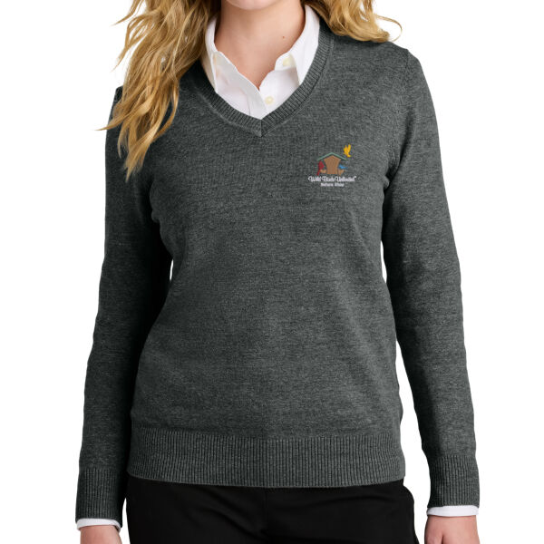 Port Authority WBU Full Color Embroidered Logo- - Women's Easy Care V Neck Sweater Thumbnail