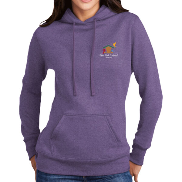 Port & Co WBU Full Color Logo Printed- - Women's Core Fleece Pullover Hooded Sweatshirt Thumbnail